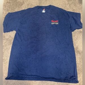 Blue 2017 Harkins characters shirt says Large, but looks Medium to me